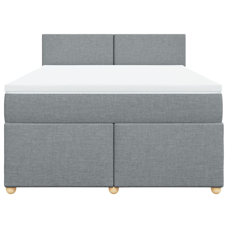 Pat continental cu saltea, gri deschis, 160x200 cm, textil