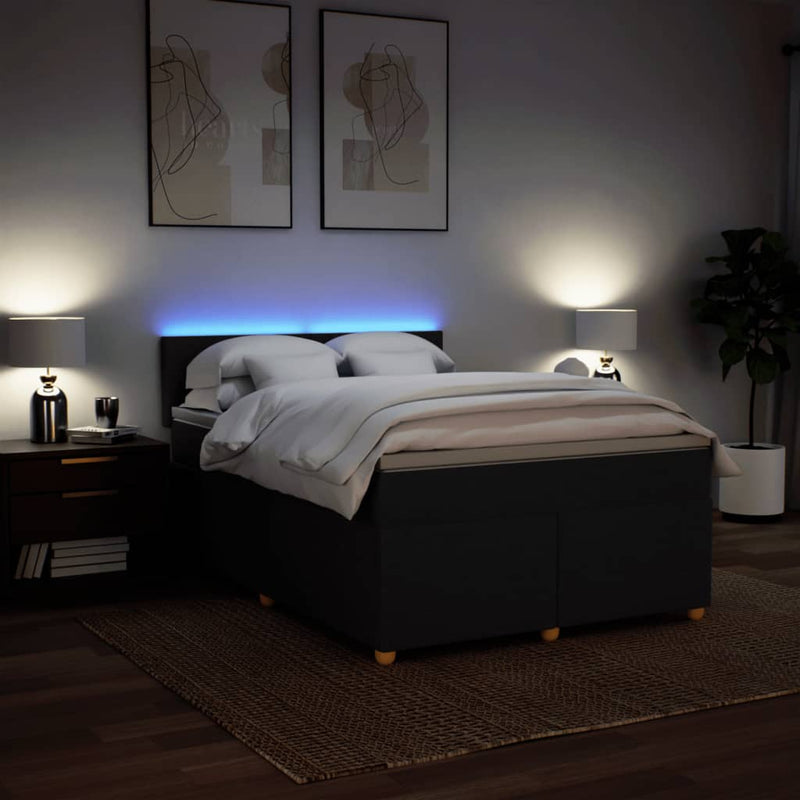Pat box spring cu saltea, negru, 160x200 cm, textil