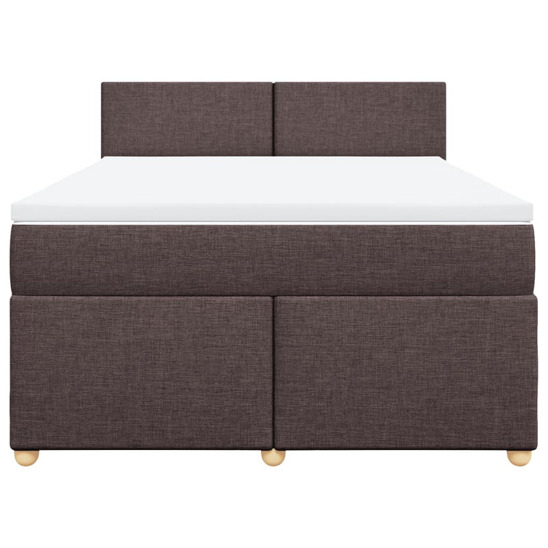 Pat box spring cu saltea, maro închis, 160x200 cm, textil