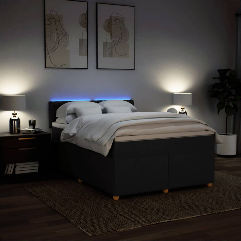 Pat box spring cu saltea, negru, 160x200 cm, textil