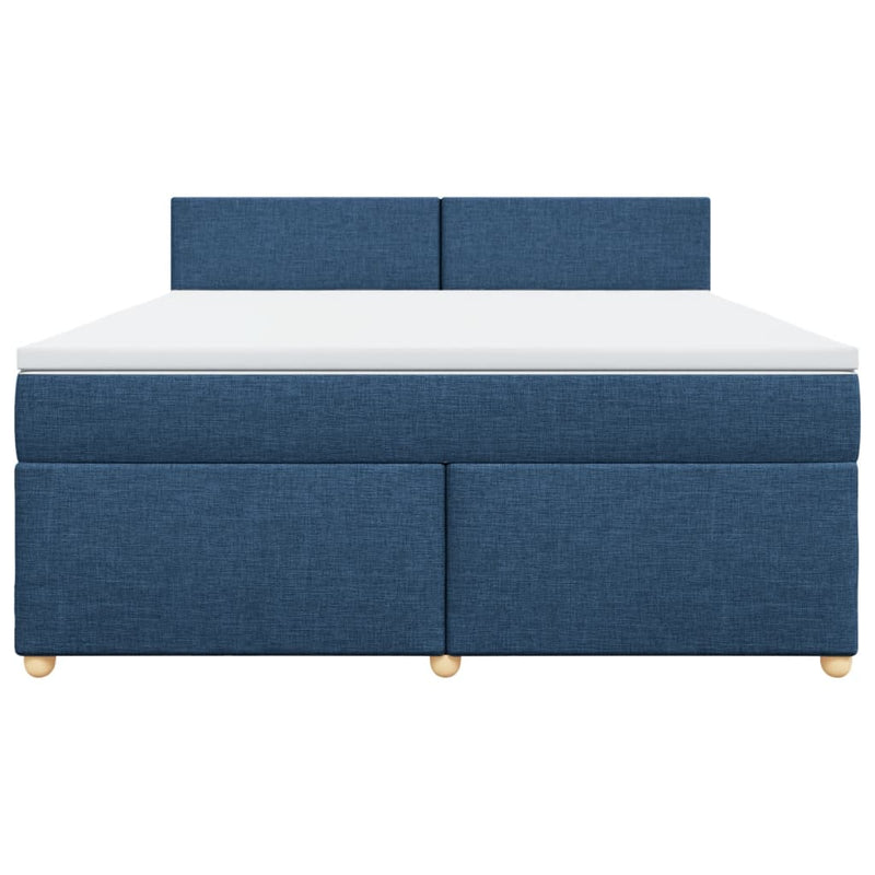 Pat box spring cu saltea, albastru, 180x200 cm, material textil