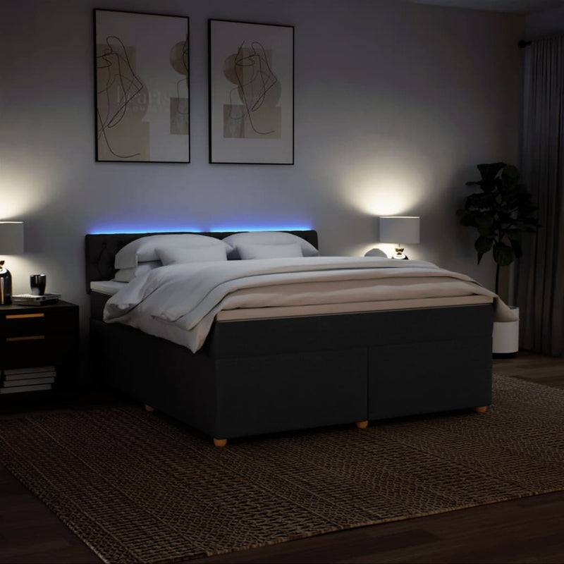 Pat box spring cu saltea, negru, 180x200 cm, catifea
