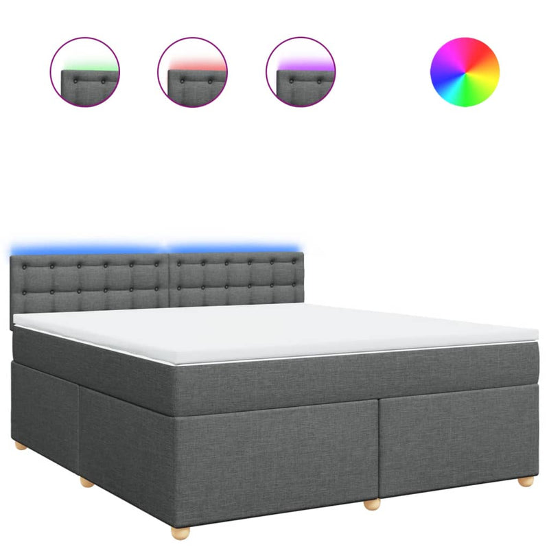 Pat box spring cu saltea, gri închis, 180x200 cm, textil