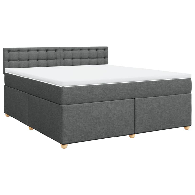 Pat box spring cu saltea, gri închis, 180x200 cm, textil