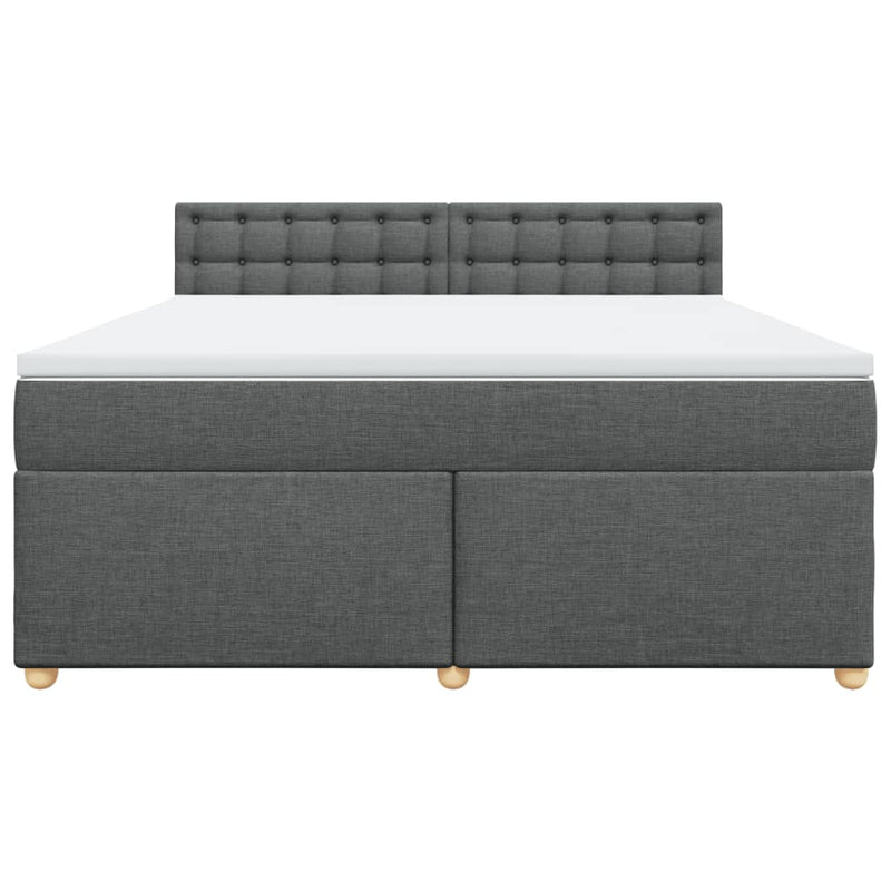 Pat box spring cu saltea, gri închis, 180x200 cm, textil