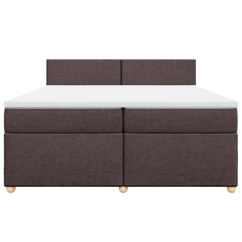 Pat box spring cu saltea, maro închis, 200x200 cm, textil