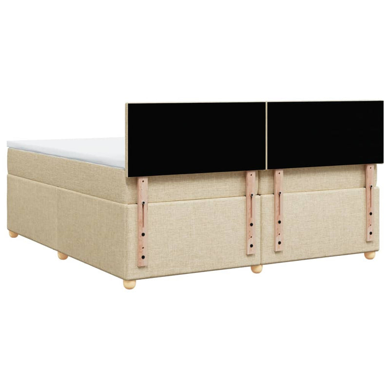Pat box spring cu saltea, crem, 200x200 cm, textil