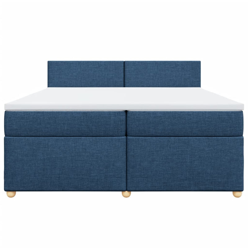 Pat box spring cu saltea, albastru, 200x200 cm, textil