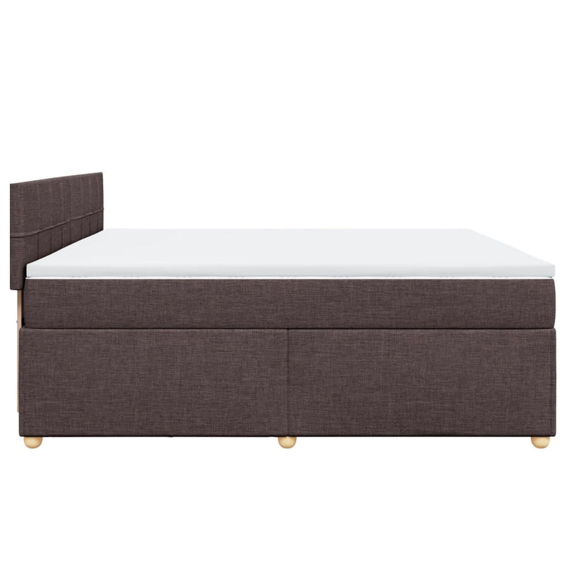 Pat box spring cu saltea, maro închis, 200x200 cm, textil