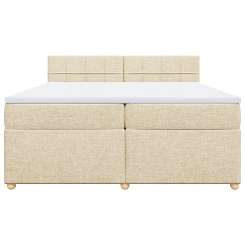 Pat box spring cu saltea, crem, 200x200 cm, textil