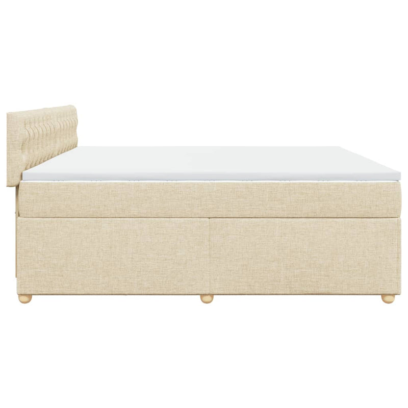 Pat box spring cu saltea, crem, 200x200 cm, textil