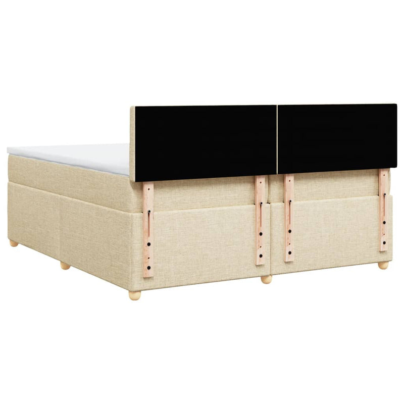 Pat box spring cu saltea, crem, 200x200 cm, textil