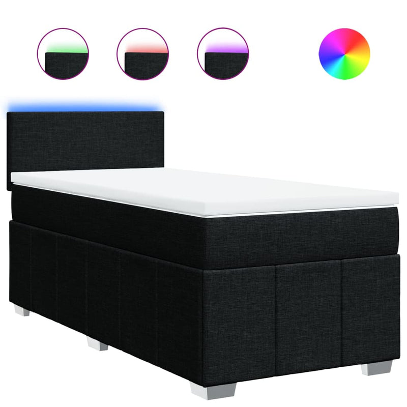 Pat box spring cu saltea, negru, 80x200 cm, textil