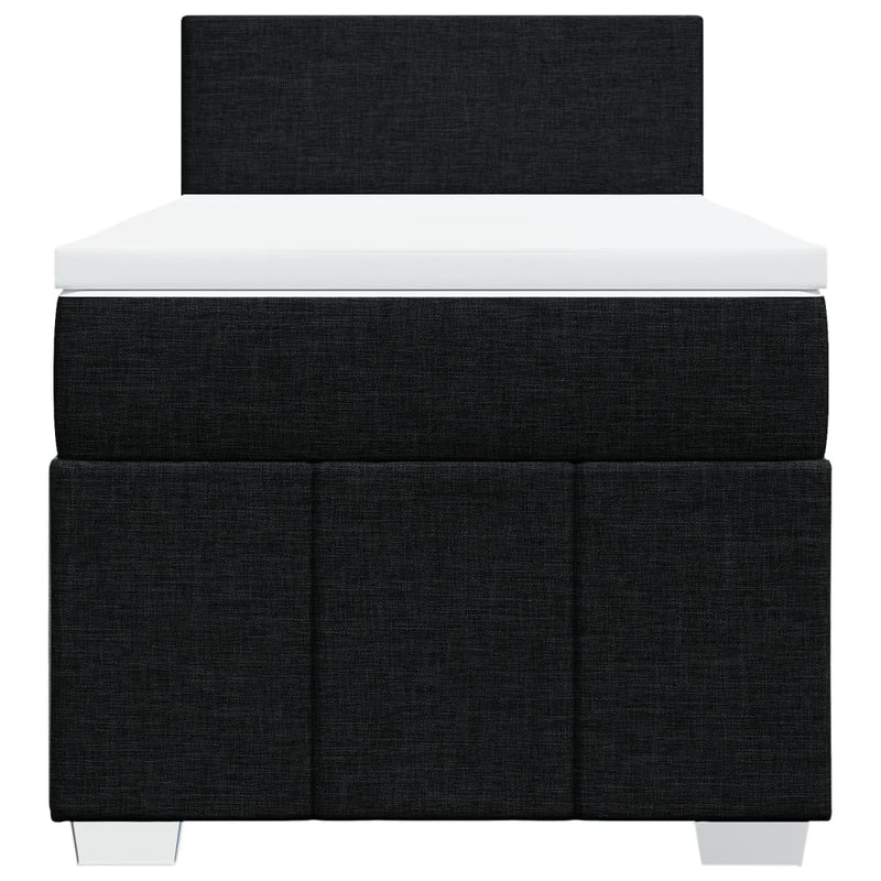 Pat box spring cu saltea, negru, 80x200 cm, textil