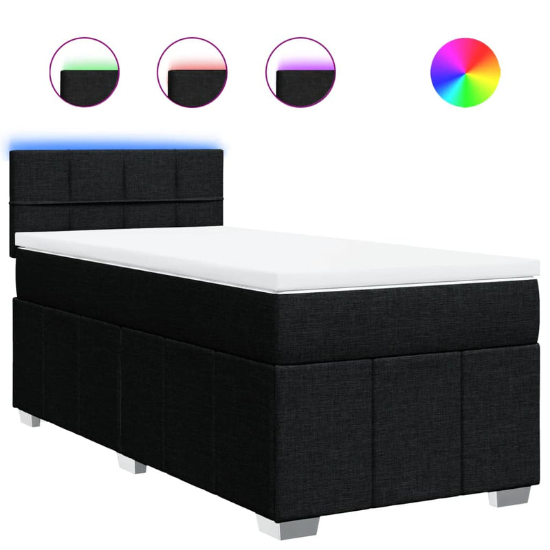 Pat box spring cu saltea, negru, 80x200 cm, textil