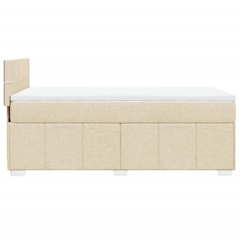 Pat box spring cu saltea, crem, 80x200 cm, textil