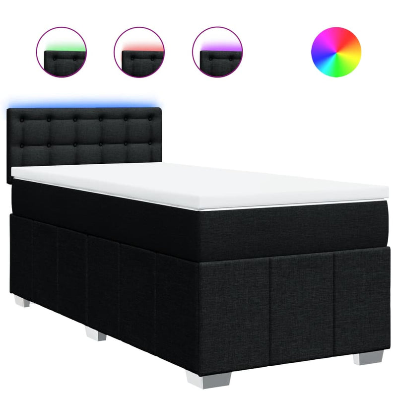 Pat box spring cu saltea, negru, 80x200 cm, textil