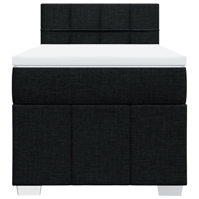 Pat box spring cu saltea, negru, 90x190 cm, textil