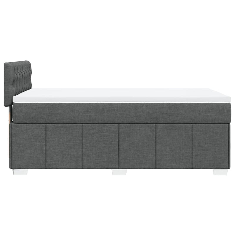 Pat box spring cu saltea, gri închis, 90x190 cm, textil