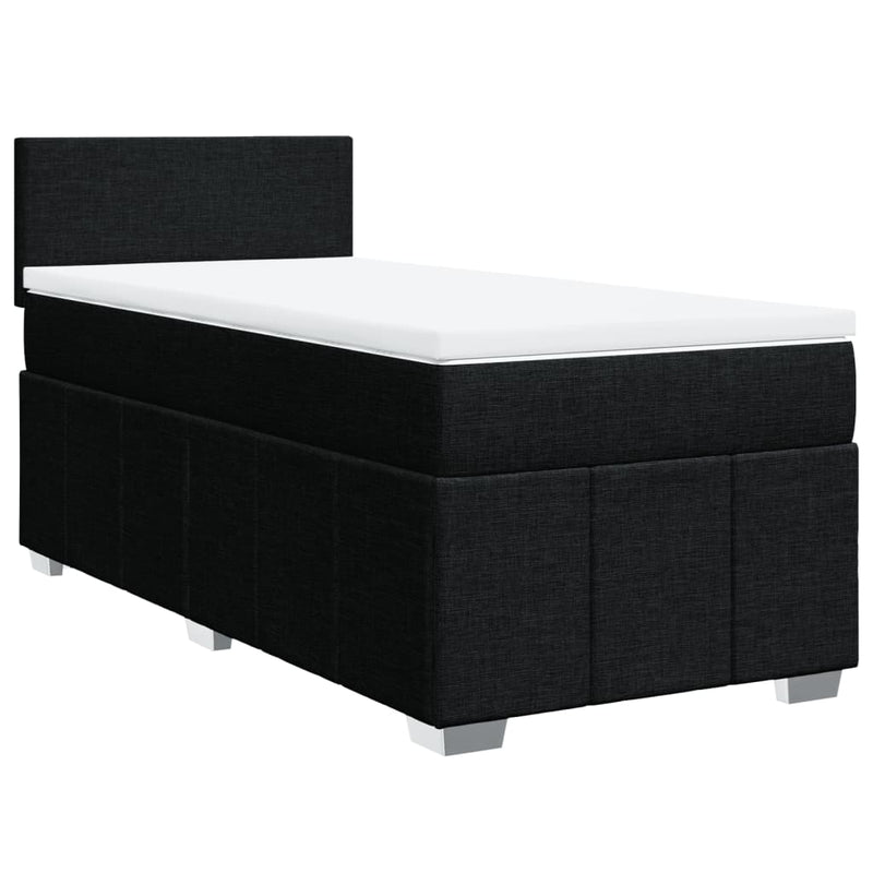 Pat box spring cu saltea, negru, 90x200 cm, textil