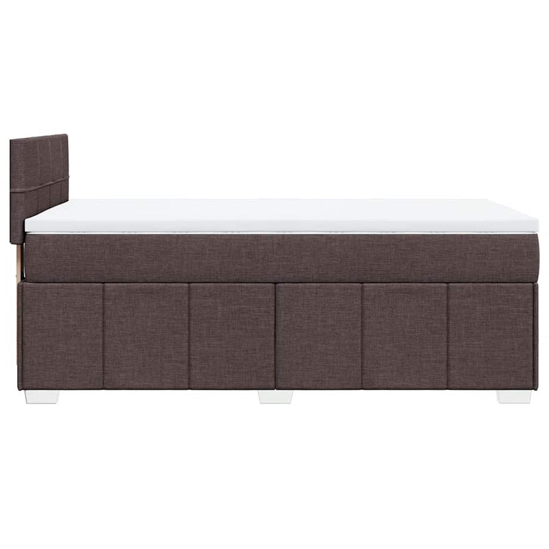 Pat box spring cu saltea, maro închis, 90x200 cm, textil