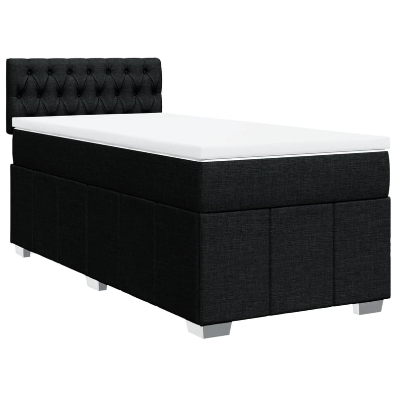 Pat box spring cu saltea, negru, 90x200 cm, textil