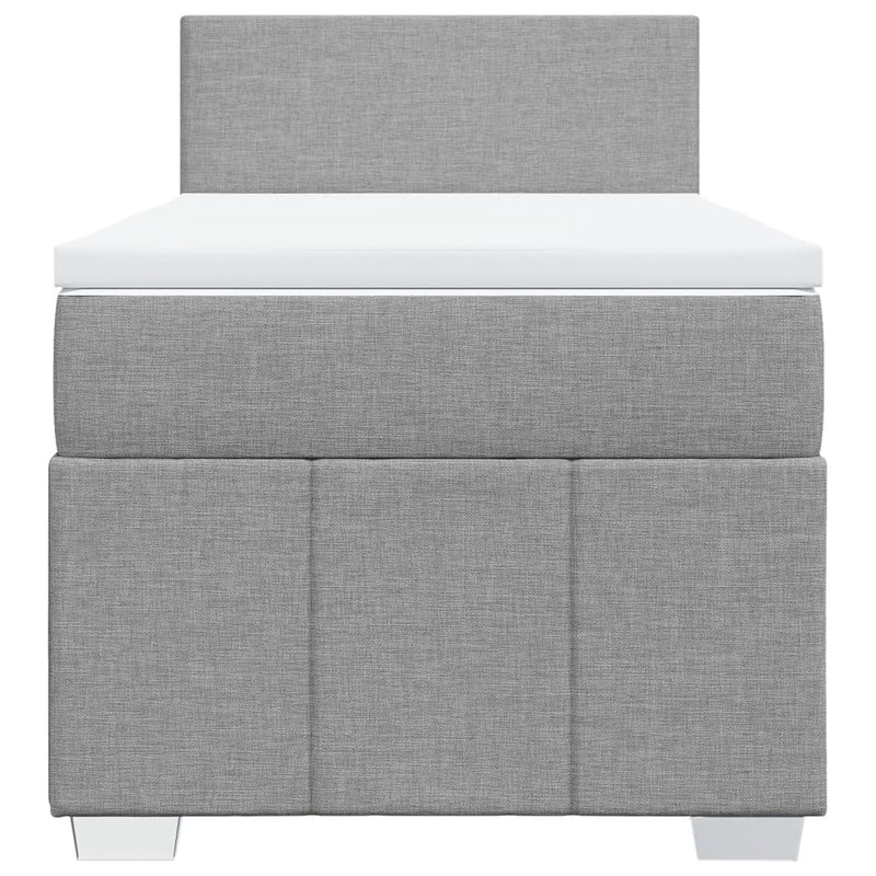 Pat box spring cu saltea, gri deschis, 100x200 cm, textil