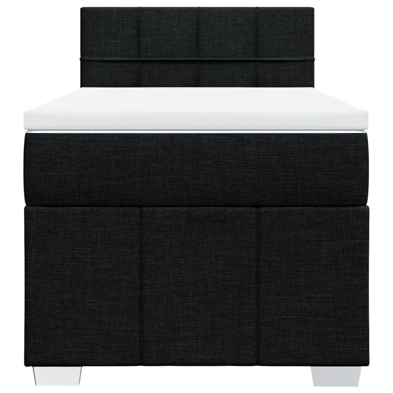 Pat box spring cu saltea, negru, 100x200 cm, textil