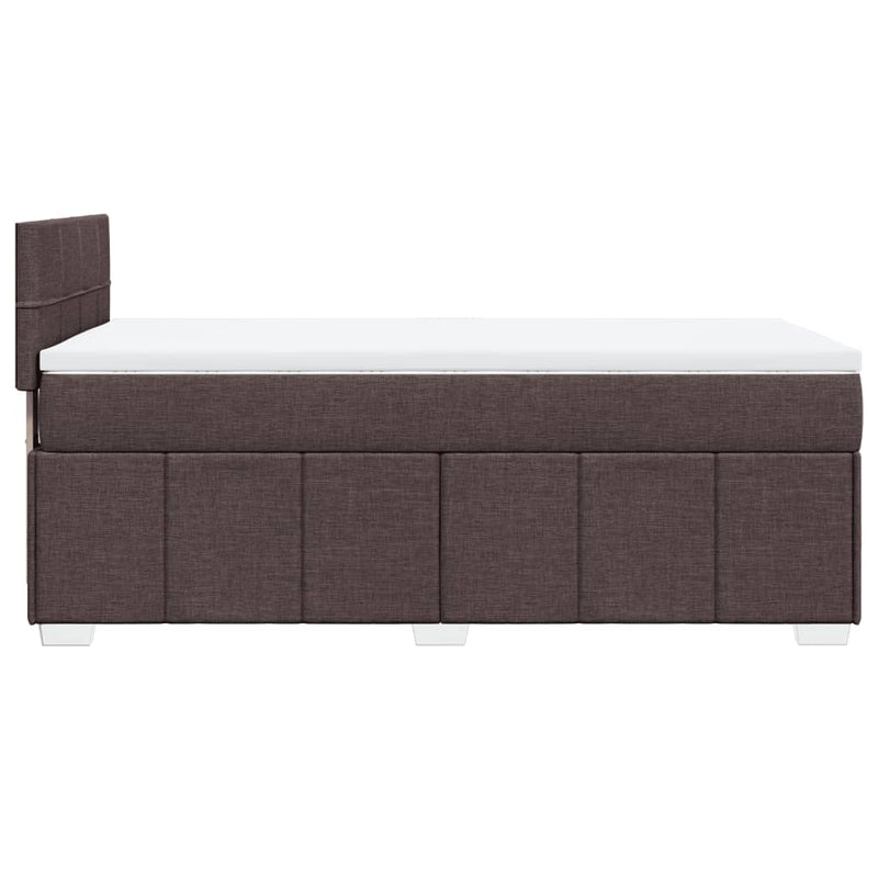 Pat box spring cu saltea, maro închis, 100x200 cm, textil
