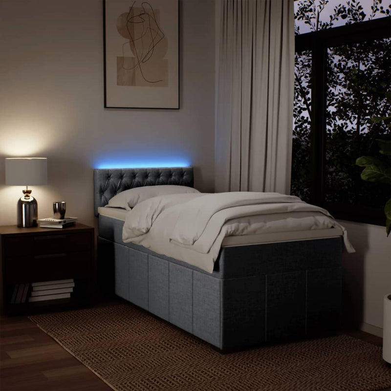 Pat box spring cu saltea, gri deschis, 100x200 cm, textil