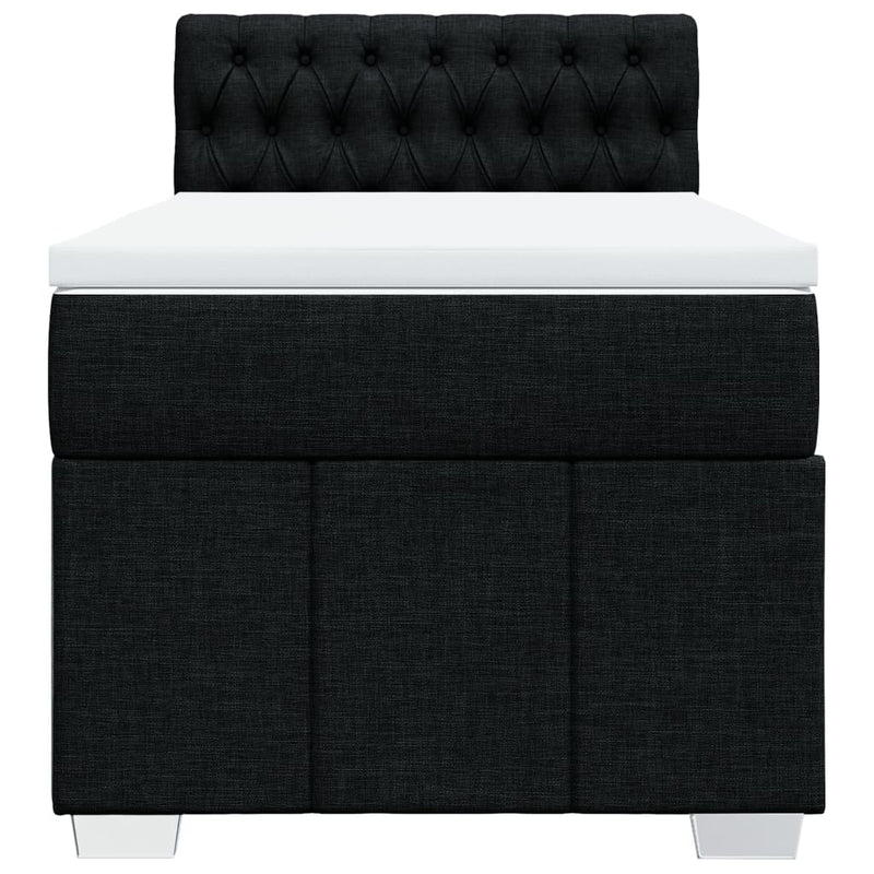 Pat box spring cu saltea, negru, 100x200 cm, textil
