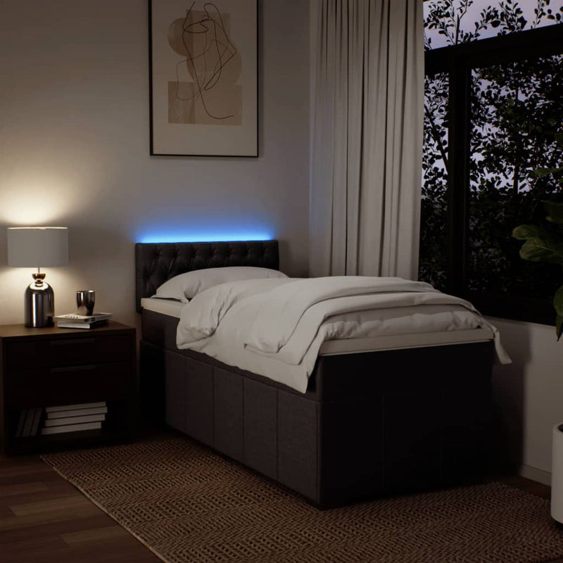 Pat box spring cu saltea, maro închis, 100x200 cm, textil
