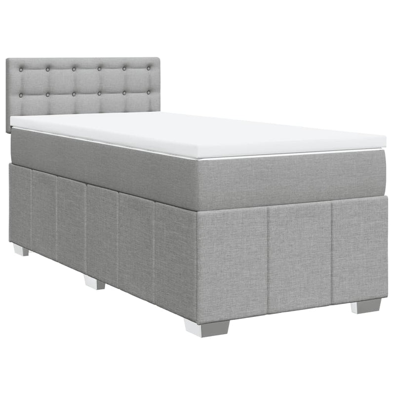 Pat box spring cu saltea, gri deschis, 100x200 cm, textil
