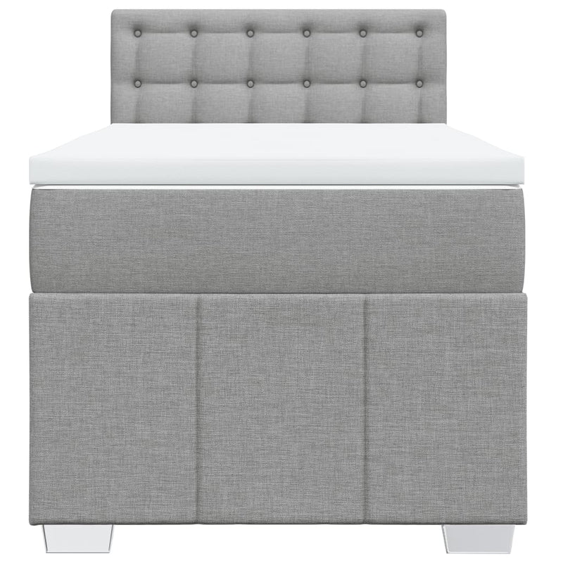 Pat box spring cu saltea, gri deschis, 100x200 cm, textil