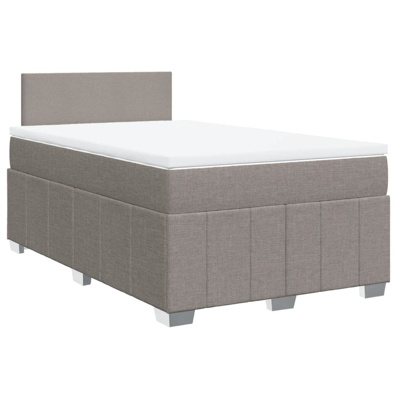 Pat box spring cu saltea, taupe, 120x190 cm material textil