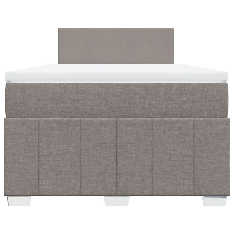 Pat box spring cu saltea, taupe, 120x190 cm material textil
