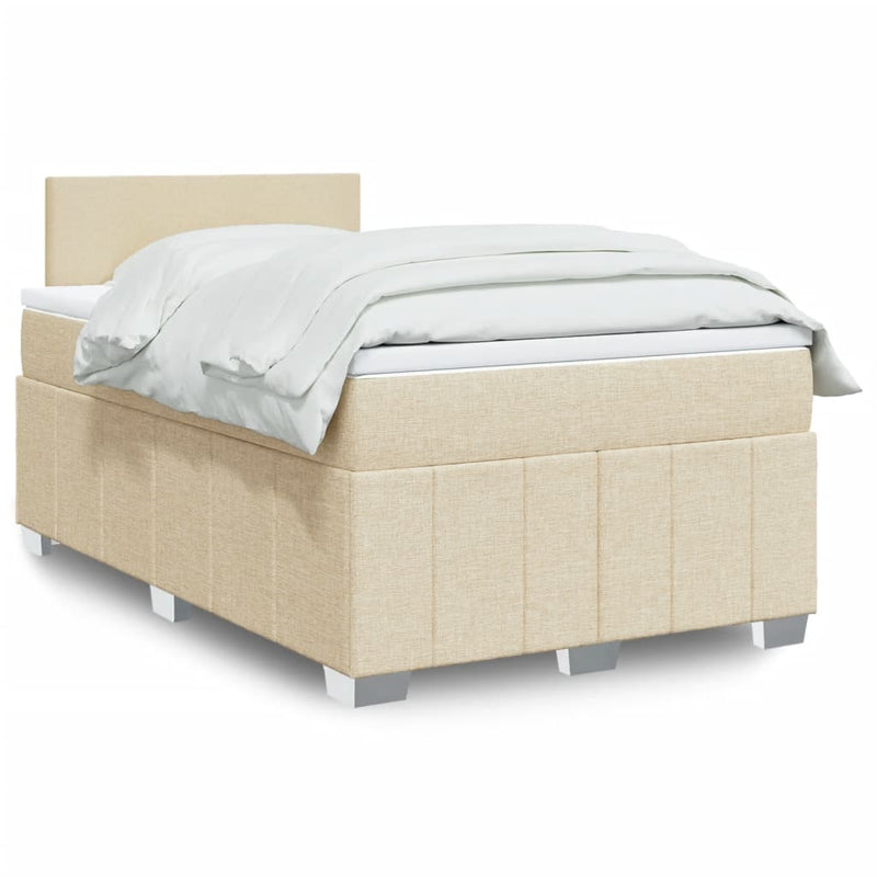 Pat continental cu saltea, crem, 120x190 cm, textil