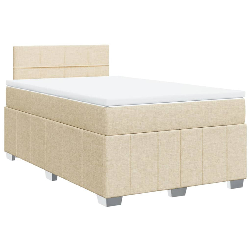 Pat continental cu saltea, crem, 120x190 cm, textil