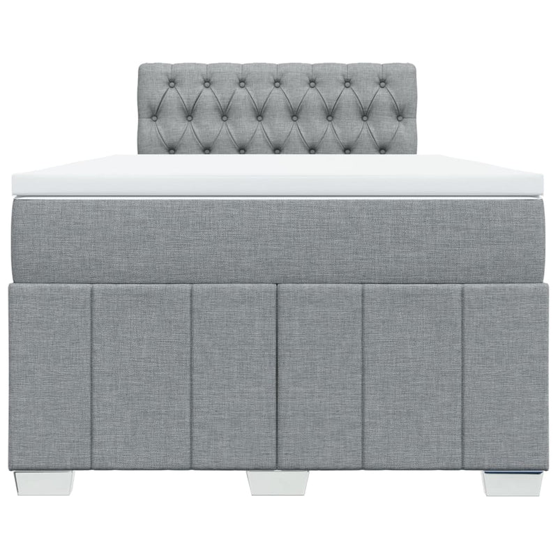 Pat box spring cu saltea, gri deschis, 120x190 cm, textil