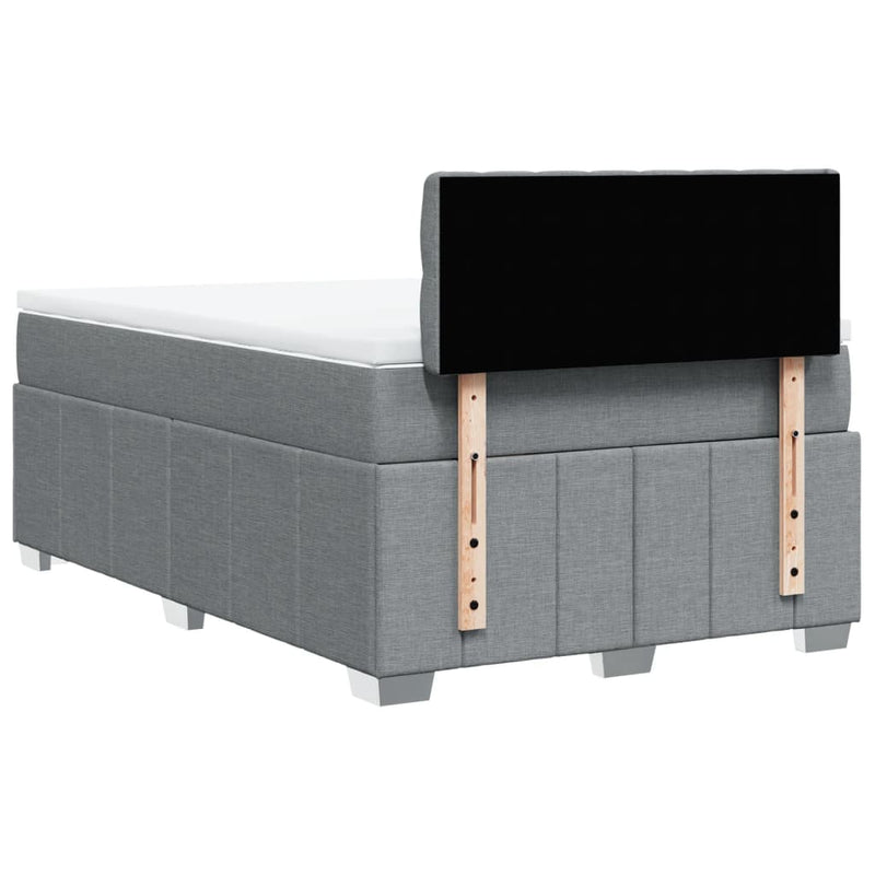 Pat box spring cu saltea, gri deschis, 120x190 cm, textil