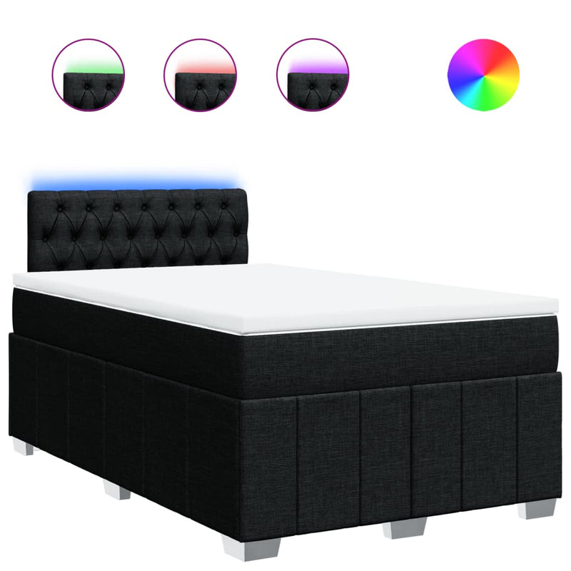 Pat box spring cu saltea, negru, 120x190 cm, catifea
