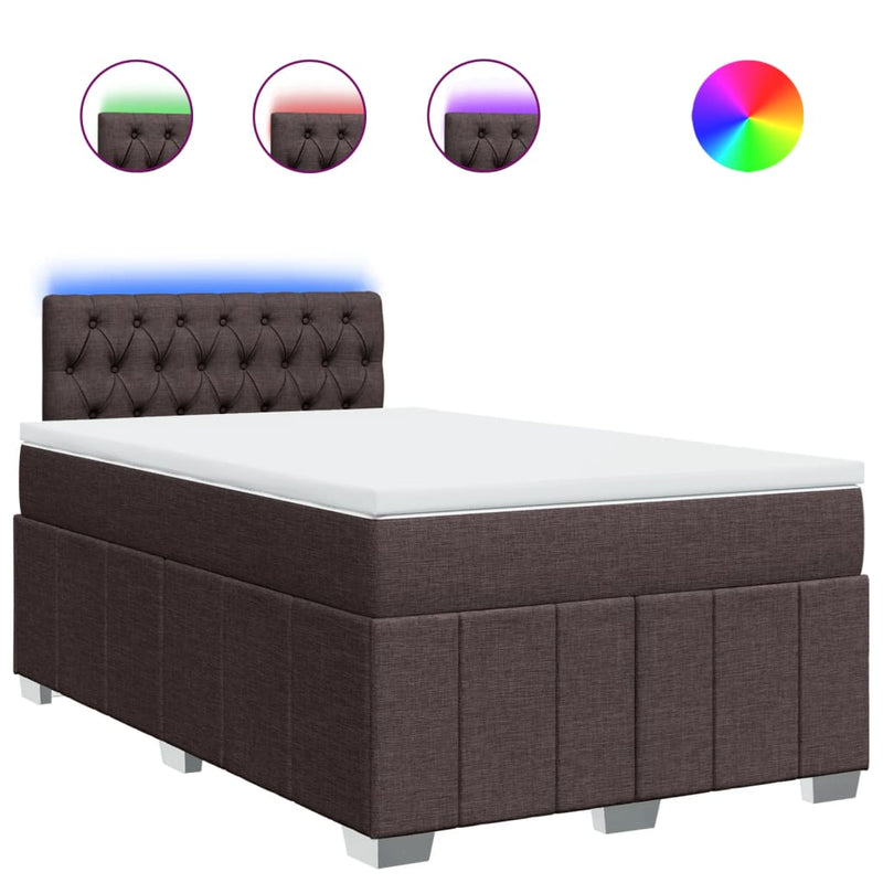 Pat box spring cu saltea, maro închis, 120x190 cm, textil