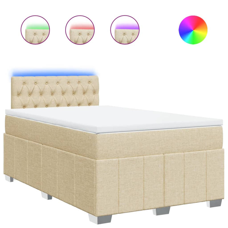Pat continental cu saltea, crem, 120x190 cm, textil