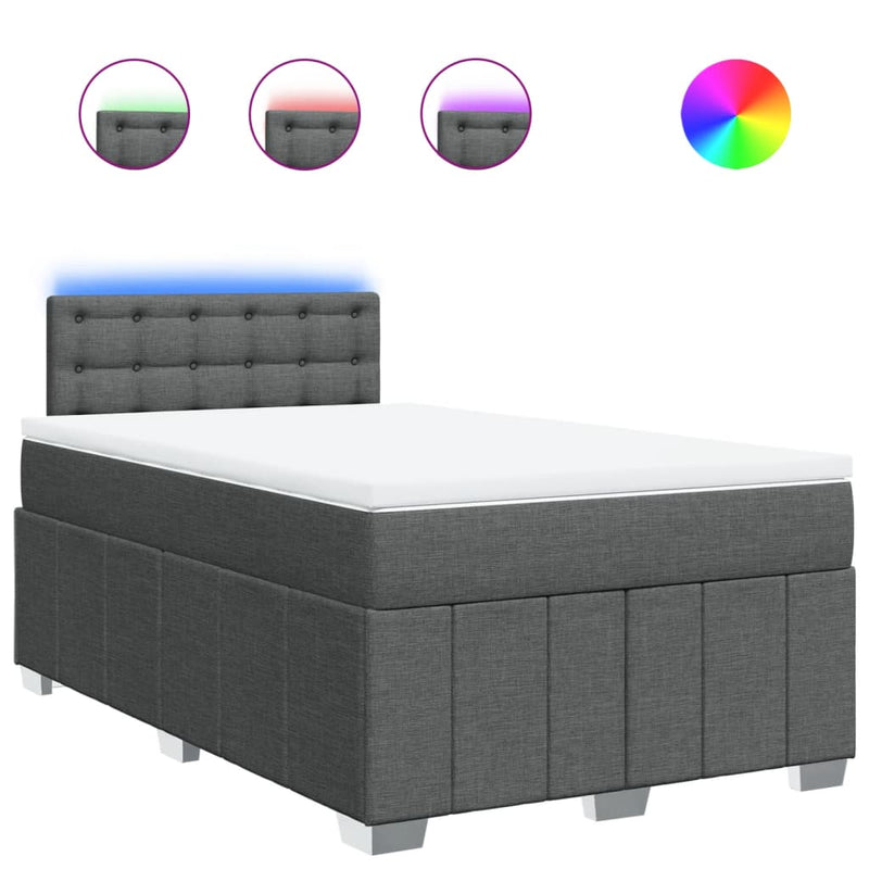 Pat box spring cu saltea, gri închis, 120x190 cm, textil