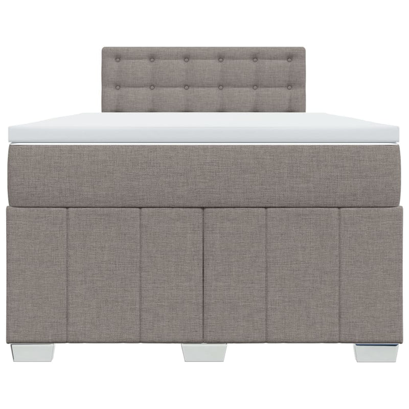 Pat box spring cu saltea, taupe, 120x190 cm material textil