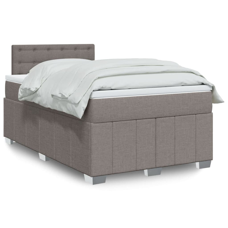 Pat box spring cu saltea, taupe, 120x190 cm material textil