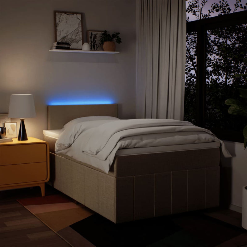 Pat box spring cu saltea, crem, 120x200 cm, textil