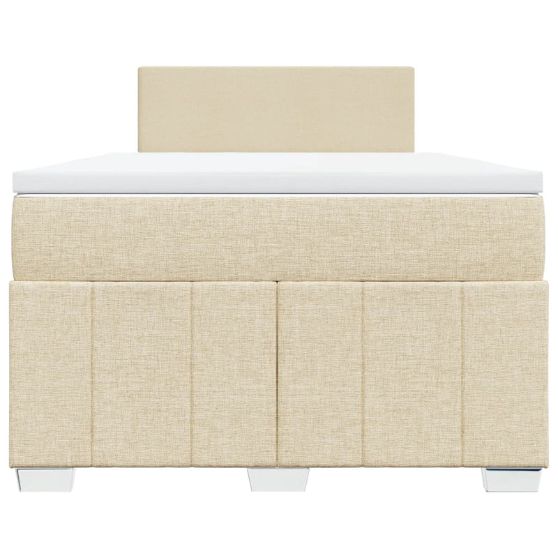 Pat box spring cu saltea, crem, 120x200 cm, textil