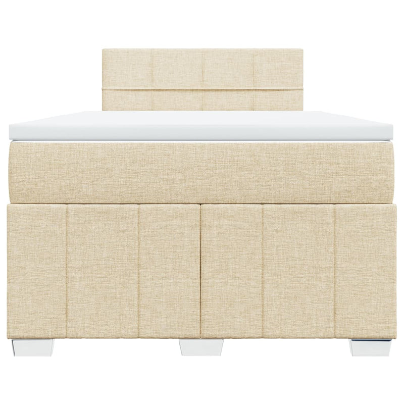 Pat box spring cu saltea, crem, 120x200 cm, textil