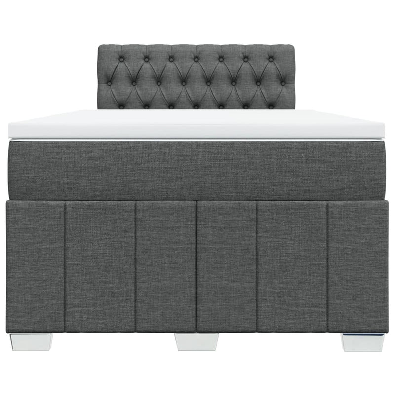 Pat box spring cu saltea, gri închis, 120x200 cm, textil